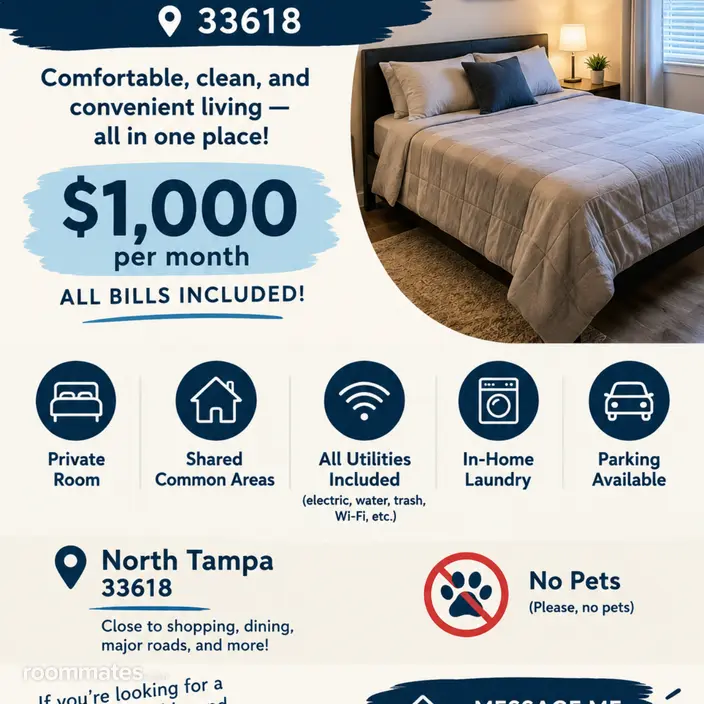 Room for rent in Tampa, FL $1000, apartment
