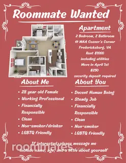 Room for rent in Fredericksburg, VA $1000, apartment