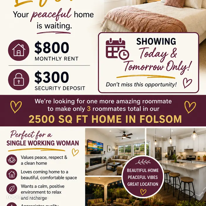 Room for rent in Folsom, CA $800, house